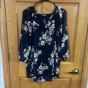 Mairices Floral Print Navy Blouse